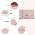 Miss Lulu London CLM2458 - Miss Lulu elegáns estélyi Táska Clutch  gefälschtem bőr  Kristallblume és abnehmbarer Kettenriemen - rózsaszín