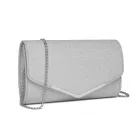 Miss Lulu London CLM2459 - Miss Lulu Női-Glitzer-Enveloppe-Táska Clutch  V-Metallbesatz és abnehmbarer Kettenriemen - ezüst