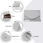 Miss Lulu London CLM2459 - Miss Lulu Női-Glitzer-Enveloppe-Táska Clutch  V-Metallbesatz és abnehmbarer Kettenriemen - ezüst