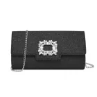 Miss Lulu London CLM2461 - Miss Lulu Glitzer Abendclutch  Kristallverzierung és abnehmbarer Kettenriemen - Elegane Quertasche vagy táska - fekete
