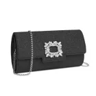 Miss Lulu London CLM2461 - Miss Lulu Glitzer Abendclutch  Kristallverzierung és abnehmbarer Kettenriemen - Elegane Quertasche vagy táska - fekete