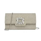 Miss Lulu London CLM2461 - Miss Lulu Glitzer Abendclutch  Kristallverzierung és abnehmbarer Kettenriemen - Elegane Quertasche vagy táska - arany