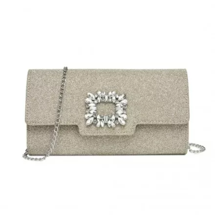 Miss Lulu London CLM2461 - Miss Lulu Glitzer Abendclutch  Kristallverzierung és abnehmbarer Kettenriemen - Elegane Quertasche vagy táska - arany