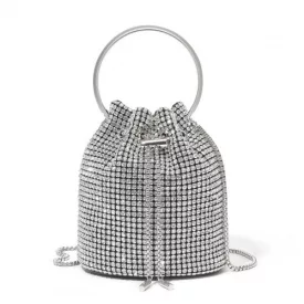   Miss Lulu London CLS2510 - Női-strasszos-alkalmi táska - Glänzende táska  metallischem Ringgriff és Lánc-Umhängeriemen - ezüst