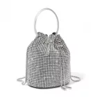 Miss Lulu London CLS2510 - Női-strasszos-alkalmi táska - Glänzende táska  metallischem Ringgriff és Lánc-Umhängeriemen - ezüst