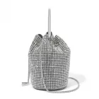 Miss Lulu London CLS2510 - Női-strasszos-alkalmi táska - Glänzende táska  metallischem Ringgriff és Lánc-Umhängeriemen - ezüst
