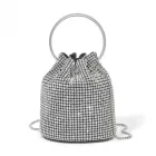 Miss Lulu London CLS2510 - Női-strasszos-alkalmi táska - Glänzende táska  metallischem Ringgriff és Lánc-Umhängeriemen - ezüst