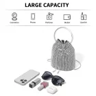 Miss Lulu London CLS2510 - Női-strasszos-alkalmi táska - Glänzende táska  metallischem Ringgriff és Lánc-Umhängeriemen - ezüst