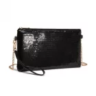 Miss Lulu London CLS2512 - Glam Sparkle Pailletten-Abendclutch-schlank, schimmernd, Handgelenk & táska – fekete