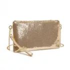 Miss Lulu London CLS2512 - Glam Sparkle Pailletten-Abendclutch-schlank, schimmernd, Handgelenk & táska – Hellgold