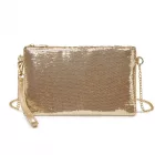 Miss Lulu London CLS2512 - Glam Sparkle Pailletten-Abendclutch-schlank, schimmernd, Handgelenk & táska – Hellgold