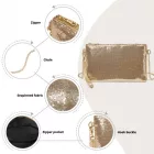 Miss Lulu London CLS2512 - Glam Sparkle Pailletten-Abendclutch-schlank, schimmernd, Handgelenk & táska – Hellgold