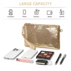 Miss Lulu London CLS2512 - Glam Sparkle Pailletten-Abendclutch-schlank, schimmernd, Handgelenk & táska – Hellgold