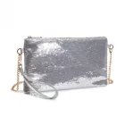 Miss Lulu London CLS2512 - Glam Sparkle Pailletten-Abendclutch-schlank, schimmernd, Handgelenk & táska – ezüst