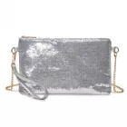 Miss Lulu London CLS2512 - Glam Sparkle Pailletten-Abendclutch-schlank, schimmernd, Handgelenk & táska – ezüst