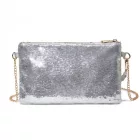 Miss Lulu London CLS2512 - Glam Sparkle Pailletten-Abendclutch-schlank, schimmernd, Handgelenk & táska – ezüst