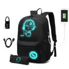 Miss Lulu London E6879 - Kono Leuchten im Dunkeln Wasserdichter USB-Laderucksack  Mäppchen - fekete