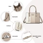 Miss Lulu London HBM2463 - MISS LULU -bőr-válltáska táska  dreifarbigen Nähten - Stylische tägliche Táska  verstellbarem vállpánt - Khaki