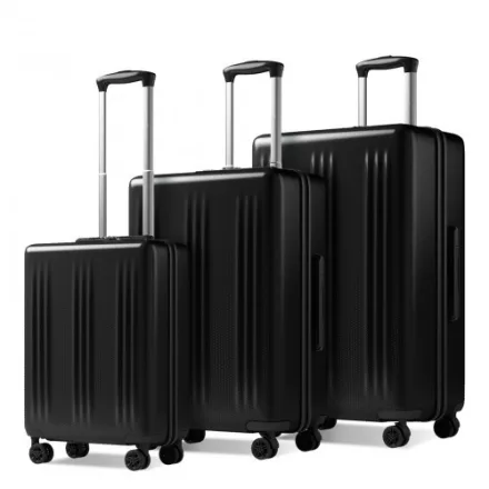 Miss Lulu London KSK2583 - Kono prémium ABS+PC 3-teiliger keményfalú-Reisesatz  TSA-zár és 360°-Silent Spinner-Rädern - fekete