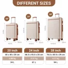 Miss Lulu London KSK2584 - Kono 3-darabos Hard-kagyló Gepäckset  horizontalem Streifenmuster, braunen Akzenten és Spinner-Rädern - Creme és barna