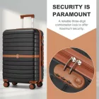 Miss Lulu London KSK2592 - Kono 3-darabos Hartschalengepäckset  ABS+PC  Streifendesign és Farbblockdetails,  Spinnerrädern - fekete és barna