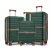 Miss Lulu London KSK2592 - Kono 3-darabos Hartschalengepäckset  ABS+PC  Streifendesign és Farbblockdetails,  Spinnerrädern - Dunkelgrün és barna