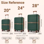 Miss Lulu London KSK2592 - Kono 3-darabos Hartschalengepäckset  ABS+PC  Streifendesign és Farbblockdetails,  Spinnerrädern - Dunkelgrün és barna