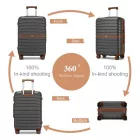 Miss Lulu London KSK2592 - Kono 3-darabos Hartschalengepäckset  ABS+PC  Streifendesign és Farbblockdetails,  Spinnerrädern - szürke és barna
