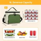 Miss Lulu London LBK2534 - Kono Isolierte Lunchtasche - Wasserfester Lebensmittelbehälter  4 Schichten, auslaufsicher, tragbar  verstellbarem Schultergurt - bézs és zöld