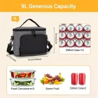 Miss Lulu London LBK2534 - Kono Isolierte Lunchtasche - Wasserfester Lebensmittelbehälter  4 Schichten, auslaufsicher, tragbar  verstellbarem Schultergurt - szürke és fekete