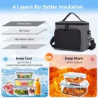 Miss Lulu London LBK2534 - Kono Isolierte Lunchtasche - Wasserfester Lebensmittelbehälter  4 Schichten, auslaufsicher, tragbar  verstellbarem Schultergurt - szürke és fekete