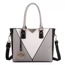   Miss Lulu London LG1641 - Miss Lulu V-forma Schulterhandtasche in bőrhatású - szürke