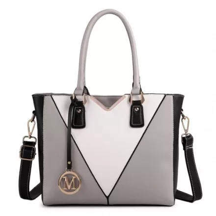 Miss Lulu London LG1641 - Miss Lulu V-forma Schulterhandtasche in bőrhatású - szürke