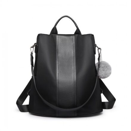 Miss Lulu London LG1903 - kettő Way hátizsák táska válltáska Pom nyaklánc kiegészítő fekete