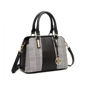   Miss Lulu London LG2001 - Miss Lulu Gingham Plaid Panel válltáska táska - fekete
