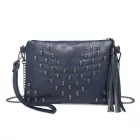 Miss Lulu London LH2412 - Miss Lulu Weich  Ultra-könnyű Táska Clutch-Táska  Totenkopf-domborítás Quastendetail és langem Kettenschulterriemen - Marineblau