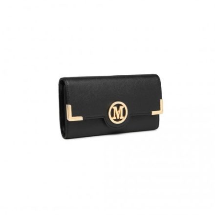Miss Lulu London LP2022 - bőr hosszú klasszikus pénztárca fekete