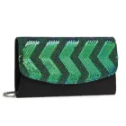 Miss Lulu London LP2311 - Miss Lulu Wunderschön Pailletten Abend Táska Clutch táska Lánc válltáska táska - fekete és zöld
