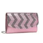 Miss Lulu London LP2311 - Miss Lulu Wunderschön Pailletten Abend Táska Clutch táska Lánc válltáska táska - rózsaszín