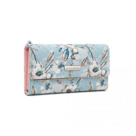 Miss Lulu London LP2353F - Női Bedruckte Blume -bőr hosszú pénztárca kék