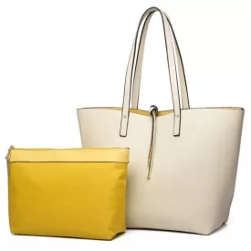   Miss Lulu London LT6628-1-női-dupla Seiten -lederne táska-Táska enthalten egy váll-kereszt-Körper-Beutelbeige