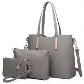   Miss Lulu London LT6648 - Miss Lulu Dreiteilige bevásárló táska-válltáska táska és Táska Clutch - szürke