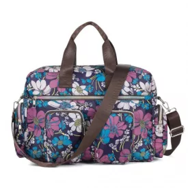   Miss Lulu London MSK2436F - Kono nagy Kapazität utazótáska  mehreren zippesverschlusstaschen és Blumendruck Perfekt  den täglichen Gebrauch - Marineblau