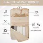 Miss Lulu London POK2523 - Kono 6-in-1 Hänge-Reiseorganizer-Táska, Tragbares faltbares Packwürfel-szett  gurulós táska-Einschub - bézs