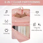 Miss Lulu London POK2523 - Kono 6-in-1 Hänge-Reiseorganizer-Táska, Tragbares faltbares Packwürfel-szett  gurulós táska-Einschub - rózsaszín