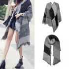 Miss Lulu London S6427 - női Női Mode Plaid sál Decke Winter Warm Wrap sál - fekete