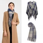 Miss Lulu London S6430 - női Mode Langer sál Gitterquaste Winter Warm Lattice Großer sál - szürke