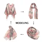 Miss Lulu London S6430 - női Mode Langer sál Gitterquaste Winter Warm Lattice Großer sál - rózsaszín