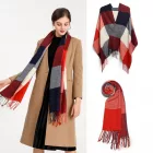 Miss Lulu London S6430 - női Mode Langer sál Gitterquaste Winter Warm Lattice Großer sál - Rot