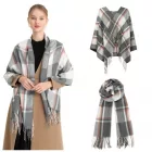 Miss Lulu London S6433 - akril Mode női Langer sál Gitternetz Quaste Winter Warm Überdimensionaler sál - szürke